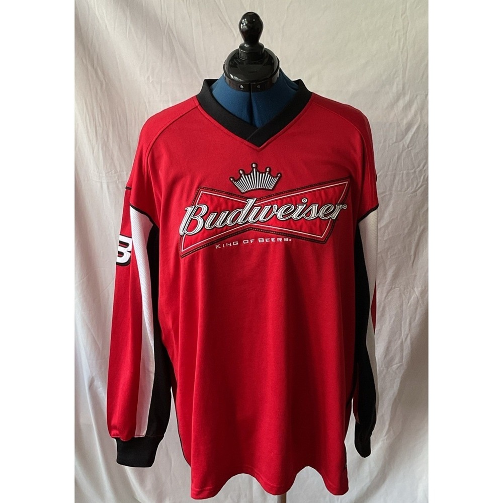 Chase Authentics Dale Earnhardt Jr Budweiser NASCAR Jersey Mens 3XL Red V-Neck